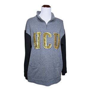 Pink Victoria's Secret VCU Rams 1/4 Zip Pullover Sequin Logo Gray M